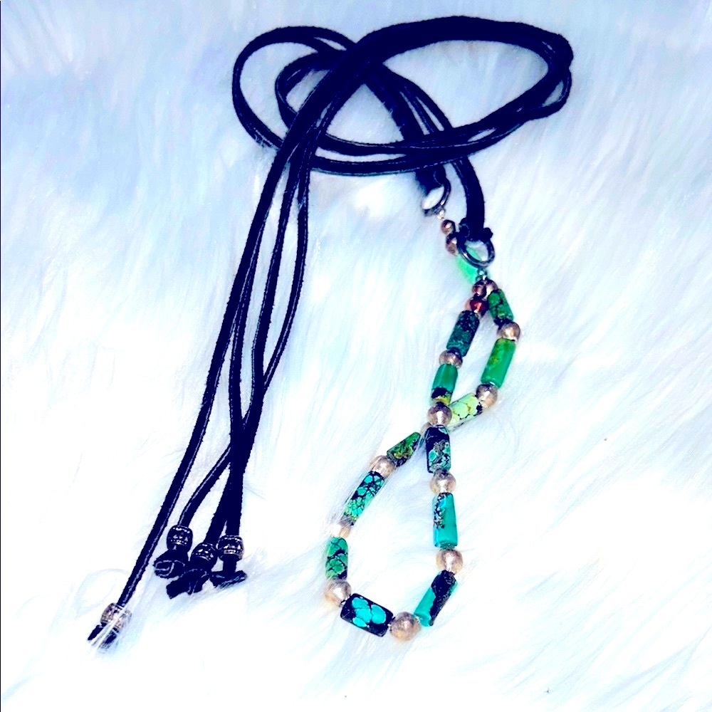 💚💙Boho Turquoise & Sterling Silver Beaded Choker Necklace💚💙